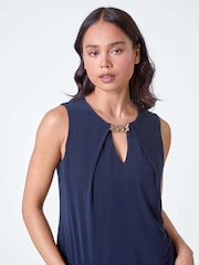 Roman Blue Petite Chain Trim Stretch Top - Image 4 of 5