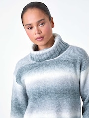 Roman Grey Petite Space Dye Roll Neck Longline Jumper - Image 4 of 5