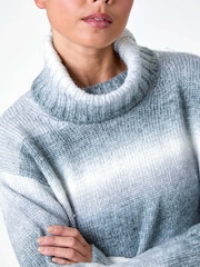 Roman Grey Petite Space Dye Roll Neck Longline Jumper - Image 5 of 5