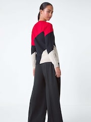 Roman Red Colour Block Fine Knit Jumper - Image 3 of 5