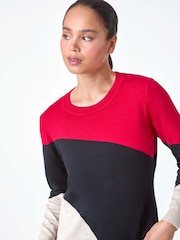 Roman Red Colour Block Fine Knit Jumper - Image 4 of 5