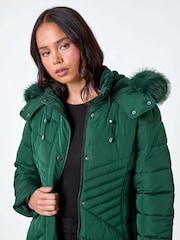 Roman Green Petite Faux Fur Hood Puffer Coat - Image 5 of 5