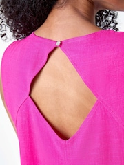Roman Pink Petite Sleeveless Plain Frill Hem Dress - Image 5 of 5