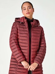 Roman Red Petite Quilted Longline Puffer Coat - Image 1 of 6