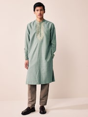 Grün - Länger geschnittenes Kurta-Hemd - Image 2 of 9