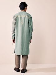 Grün - Länger geschnittenes Kurta-Hemd - Image 3 of 9