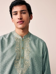 Grün - Länger geschnittenes Kurta-Hemd - Image 5 of 9