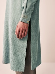 Grün - Länger geschnittenes Kurta-Hemd - Image 6 of 9