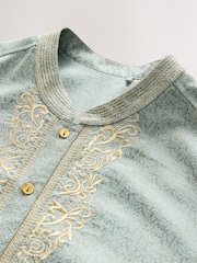 Grün - Länger geschnittenes Kurta-Hemd - Image 8 of 9