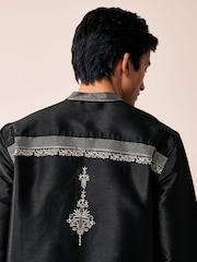 Black Longer Length Kurta Shirt - Image 4 of 10
