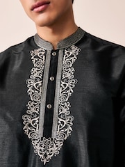 Black Longer Length Kurta Shirt - Image 6 of 10