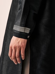Black Longer Length Kurta Shirt - Image 7 of 10