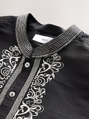 Black Longer Length Kurta Shirt - Image 9 of 10