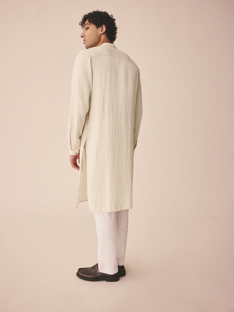 Ecru Longer Length Kurta Shirt - Image 2 of 7