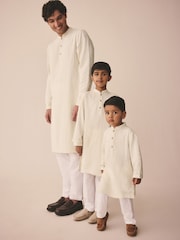 Ecru Longer Length Kurta Shirt - Image 3 of 7