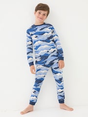 FatFace Camo Print PJ Set Navy Camo Print 100% Cotton Pyjama Set - Image 2 of 5