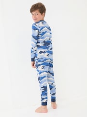FatFace Camo Print PJ Set Navy Camo Print 100% Cotton Pyjama Set - Image 3 of 5
