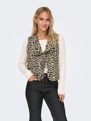 ONLY Animal Leopard Print Quilted Waistcoat - Image 2 of 6