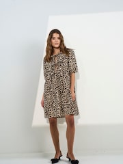 ONLY Animal Print Mini Puff Sleeve Bow Dress - Image 3 of 6