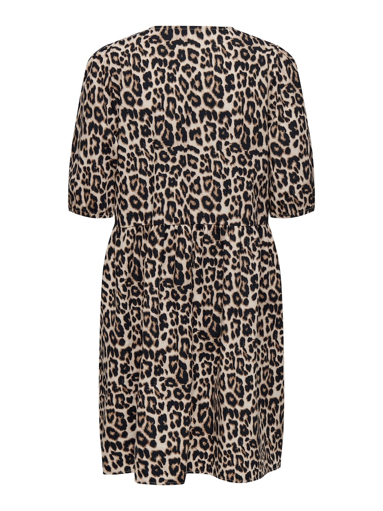ONLY Animal Print Mini Puff Sleeve Bow Dress - Image 6 of 6