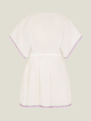 Angels By Accessorize White Angels By Accessorize Mirror Embroidered 100% Cotton White Kaftan - Image 3 of 3