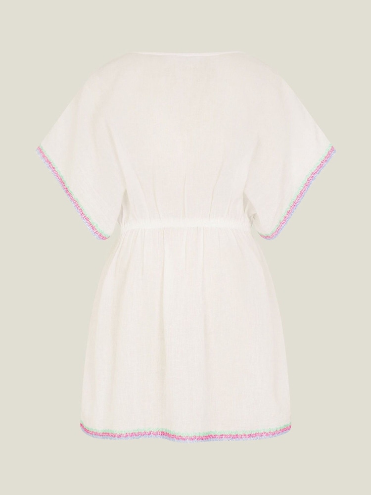 Angels By Accessorize White Angels By Accessorize Mirror Embroidered 100% Cotton White Kaftan - Image 3 of 3