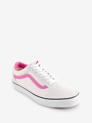 Vans Womens White/Pink Old Skool Trainers - Image 2 of 4