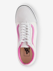 Vans Womens White/Pink Old Skool Trainers - Image 3 of 4