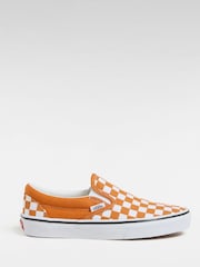 Vans Womens Orange Check Classic Slip-On Trainers - Image 1 of 4