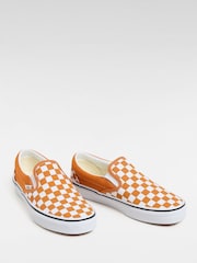 Vans Womens Orange Check Classic Slip-On Trainers - Image 2 of 4