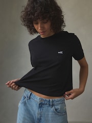 self. Black Crop 100% Cotton T-Shirt - Image 1 of 9