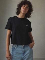 self. Black Crop 100% Cotton T-Shirt - Image 3 of 9