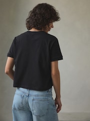 self. Black Crop 100% Cotton T-Shirt - Image 5 of 9