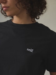 self. Black Crop 100% Cotton T-Shirt - Image 6 of 9