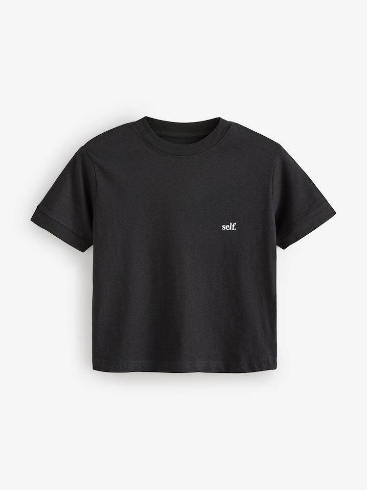 self. Black Crop 100% Cotton T-Shirt - Image 7 of 9