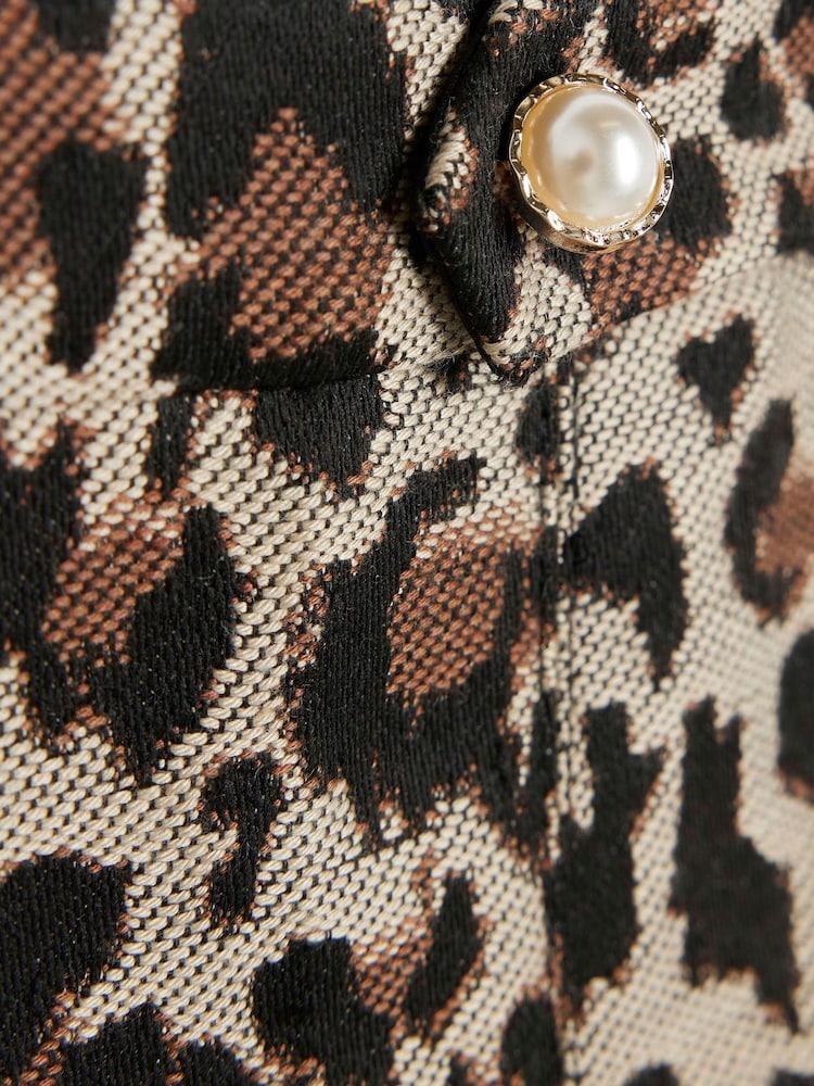 River Island Brown Girls Leopard Print Pleated 100% Cotton Skirt - Image 4 of 4
