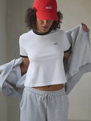 self. White Crop 100% Cotton T-Shirt - Image 1 of 10