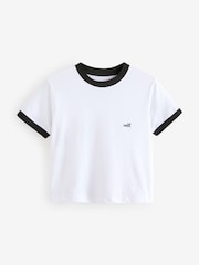 self. White Crop 100% Cotton T-Shirt - Image 8 of 10