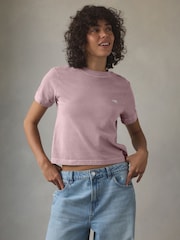 self. Pink Crop 100% Cotton T-Shirt - Image 1 of 9