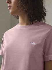 self. Pink Crop 100% Cotton T-Shirt - Image 6 of 9