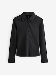 Black Ribbed Jersey Long Sleeve Shirt - Image 5 of 7
