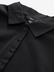 Black Ribbed Jersey Long Sleeve Shirt - Image 6 of 7