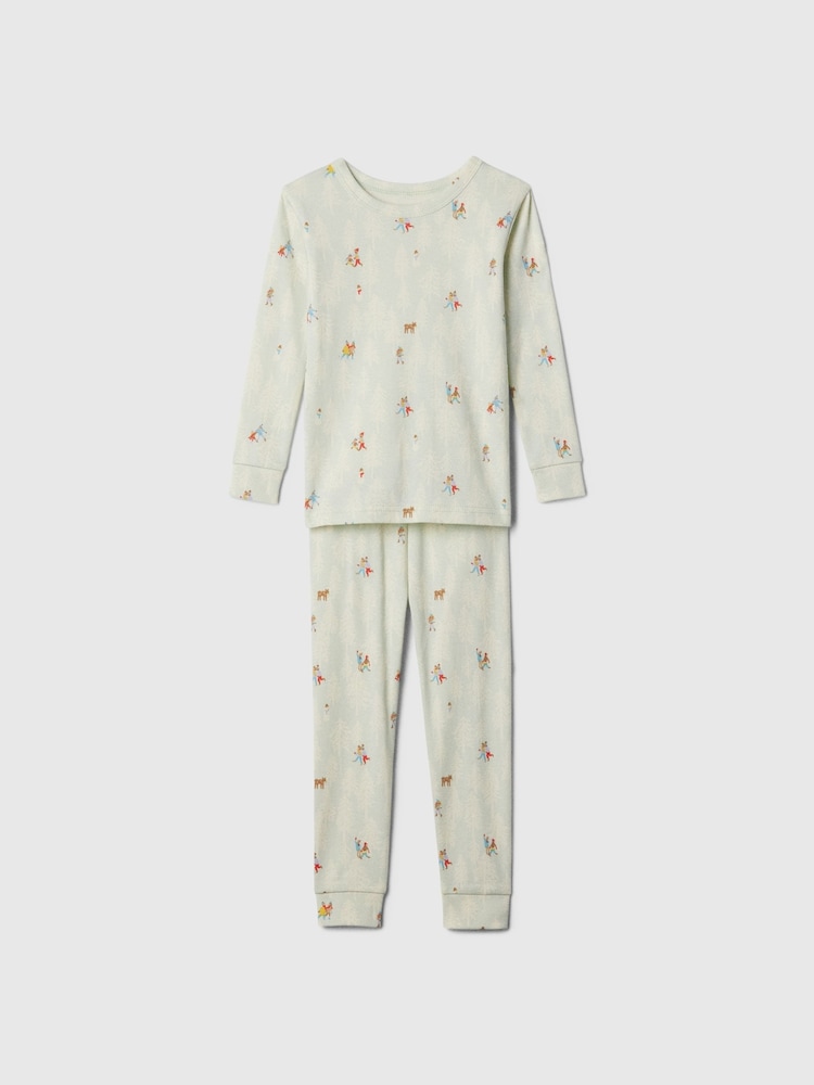 Gap Green Snow Scene Christmas Print Pyjamas (6mths-5yrs) - Image 1 of 3