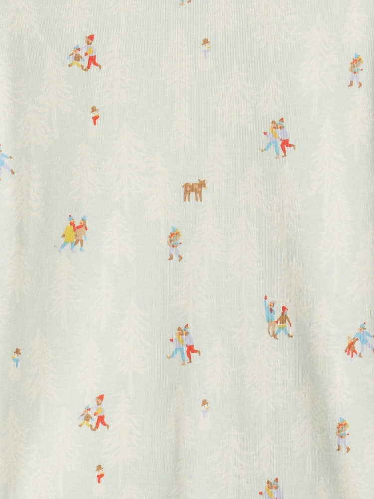 Gap Green Snow Scene Christmas Print Pyjamas (6mths-5yrs) - Image 3 of 3