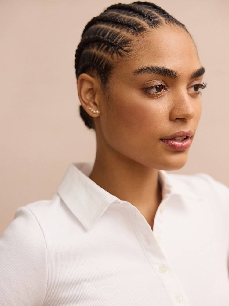 White Ribbed Jersey Long Sleeve Shirt - Image 4 of 4