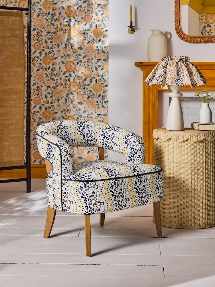 Cath Kidston Leopard Wiggle Ochre and Natural Remi Accent Chair - Image 1 of 9
