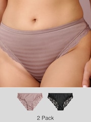 Noir/Rose - Culotte haute en microfibre et dentelle en jacquard - Image 1 of 11