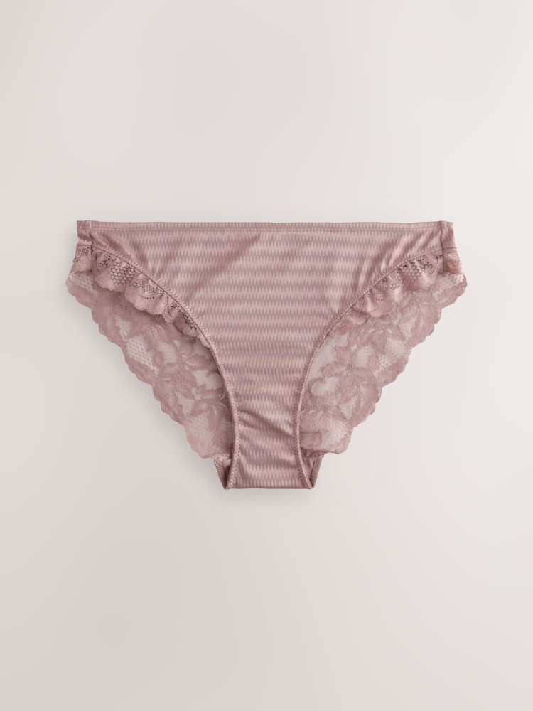 Noir/Rose - Culotte haute en microfibre et dentelle en jacquard - Image 8 of 11