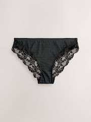 Noir/Rose - Culotte haute en microfibre et dentelle en jacquard - Image 9 of 11
