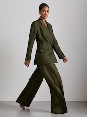 Reiss Green Simone Atelier Double-Breasted Crepe Suit Jacket - Image 1 of 7